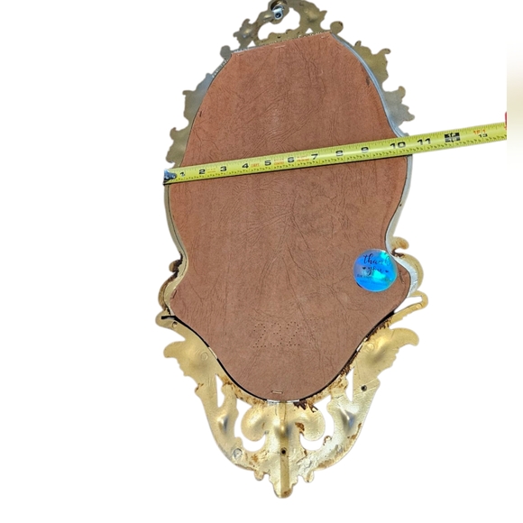 VINTAGE 1970 SYROCO Dart HOMCO 2327 HOLLYWOOD REGENCY Gold WALL MIRROR W/ SHELF - Picture 4 of 6